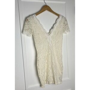 Kimchi Blue S Women's Dress Cream OffWhite Floral Lace Mini Scallop Lined XS NWT